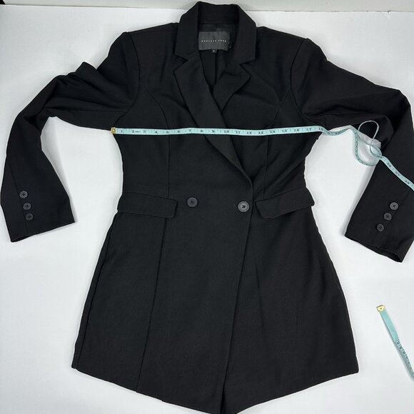 Endless Rose Women's Black Double Breasted Long Sleeve Blazer Romper Medium - Picture 11 of 16